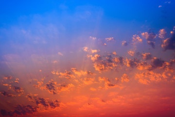 Fototapeta na wymiar Dramatic sunset sky and clouds