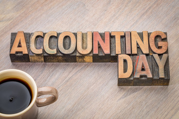 Accounting Day word abstract in wood type