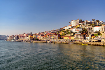 VIew of Ribeira neighborhood and river Duero in Porto, Portugal