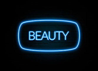 Beauty  - colorful Neon Sign on brickwall © Zobaair