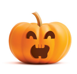 Pumpkin screaming face on white background. Pumpkin scary face halloween. Vector illustration of surprised pumpkin.