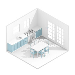 3d isometric rendering kitchen