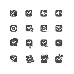 Square shaped time icons in glyph style / Icon set about time
