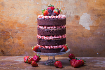 Erdbeere Schokoladen Torte Naked Cake