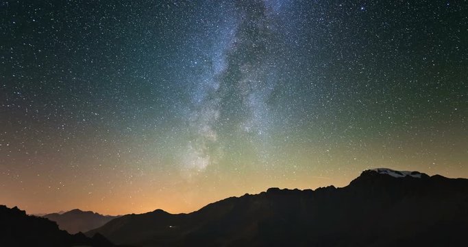 Meteor shower and starry sky timelapse