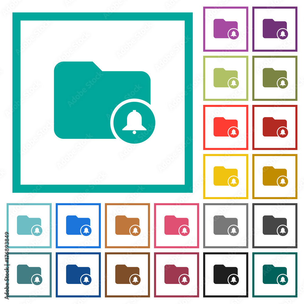 Poster directory alerts flat color icons with quadrant frames
