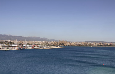 Fototapeta na wymiar Aerial view of Palma De Mallorca city. It is a resort city and capital of the Spanish island of Majorca in the western Mediterranean.