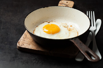 Sunny side up egg in cast iron pan