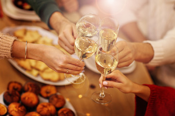 Group of friends celebrating Christmas at home