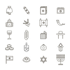 Symbol of Israel Thin Line Icon Set. Vector