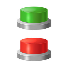 Realistic Detailed 3d Red and Green Buttons. Vector