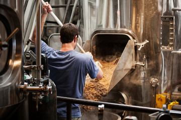 Beer: Man Empties Used Grain From Mash Tun