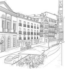 Sketch of the street of Madrid