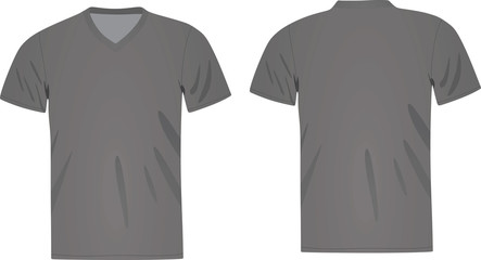 Grey V neck t shirt. vector illustration