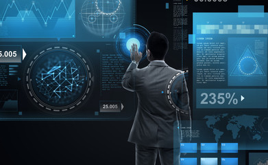 businessman working with virtual reality screens