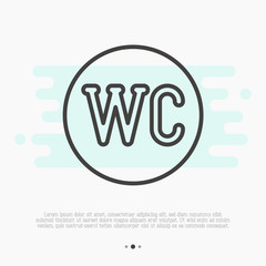 WC thin line sign. Simple vector illustration of toilet room.