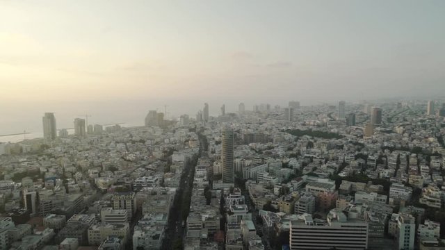 Panning over the landscape Israeli city