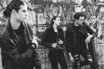 Punk rockers portrait in urban area