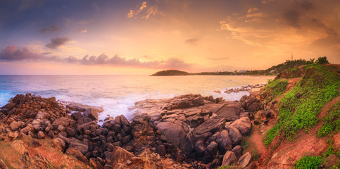 Tropical beach on sunset