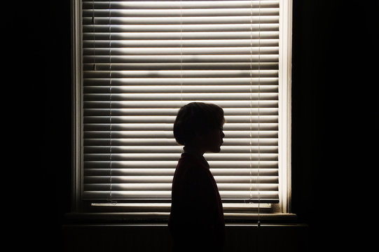 Silhouette of the profile of boy.