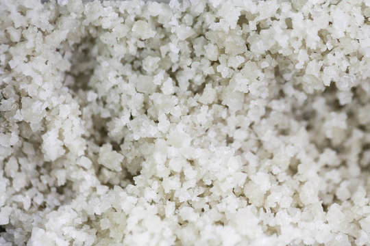 Closeup of white rock sea salt