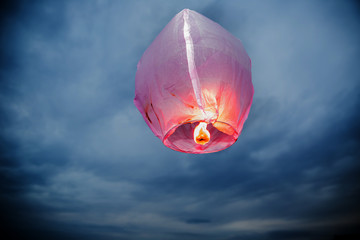 balloon fire Sky lantern flying lanterns, hot-air balloons Lantern flies up highly in the sky.