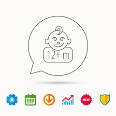 Fototapeta premium Baby face icon. Newborn child sign.
