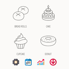 Cupcake, cake and bread rolls icons.