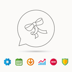Gift bow icon. Present decoration sign.