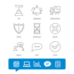 Teamwork, presentation and dialog icons.