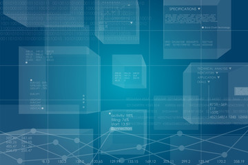 Vector illustration on business theme. Virtual space of block chain.