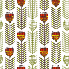 Floral seamless pattern with ornamental stylized flowers. Endless texture, template for fabric, textile, wrapping package design.