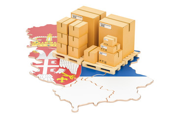 Shipping and Delivery from Serbia concept, 3D rendering