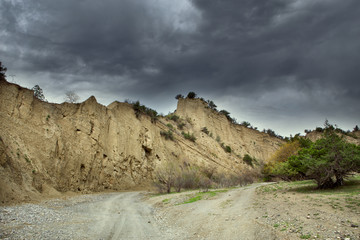 The landscapes of the canyon of Pantishara. Vashlovani protected areas in Georgia.