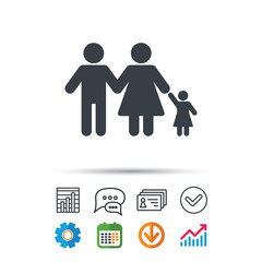 Family icon. Father, mother and child sign.