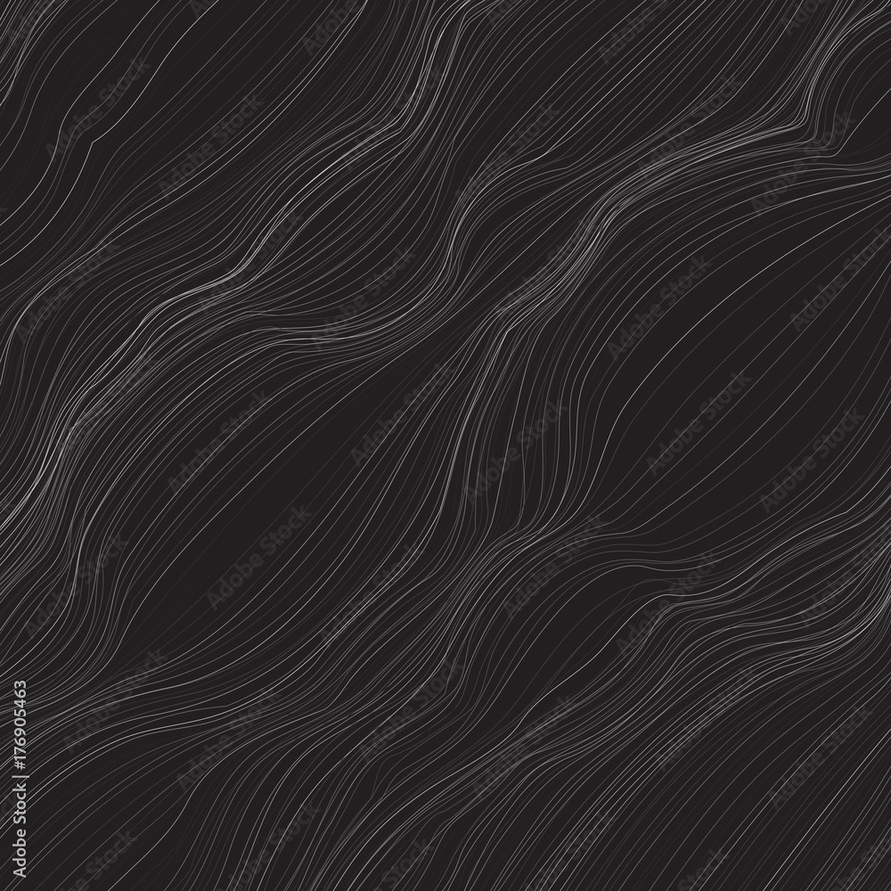 Poster abstract monochrome background with lots of twisted lines. the curvature of space. swelling of the s