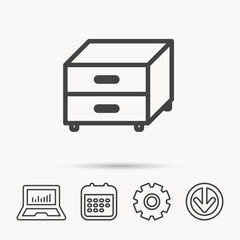 Nightstand icon. Bedroom furniture sign.