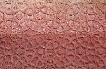 Floral design on the wall of Agra Fort