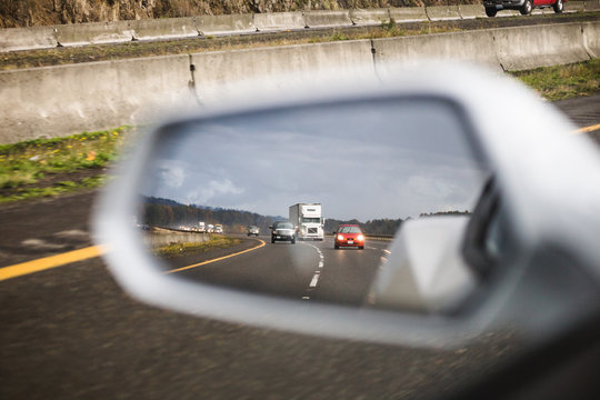 Traffic in Side View Mirror