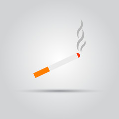 Cigarette with smoke isolated vector colored icon