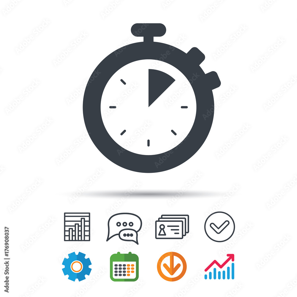 Poster stopwatch icon. timer or clock device sign.