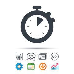 Stopwatch icon. Timer or clock device sign.