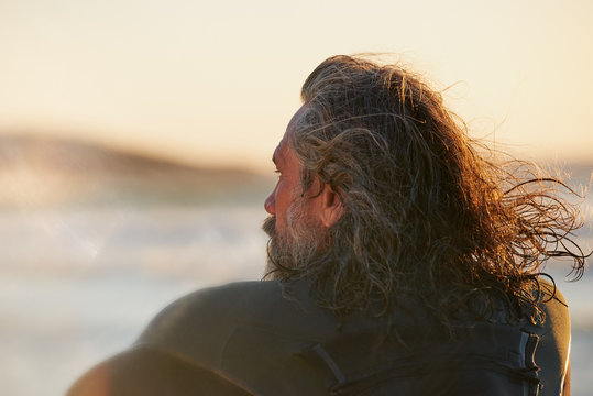 Cool Old Surfer On The Beach