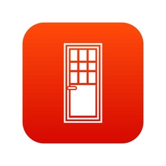 Wooden door with glass icon digital red