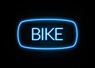 Bike  - colorful Neon Sign on brickwall