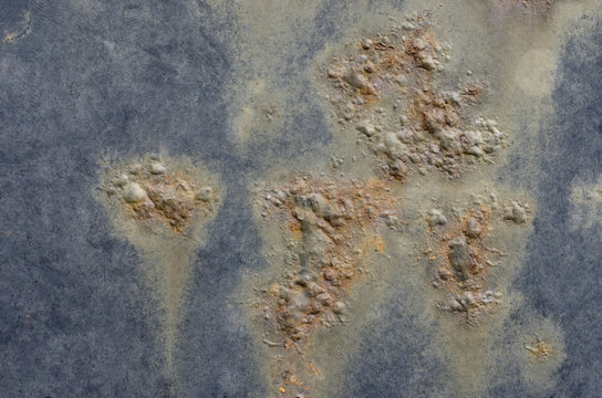 closeup macro macrophotograph abstract rust patterns steel metal bubbling decay deterioration