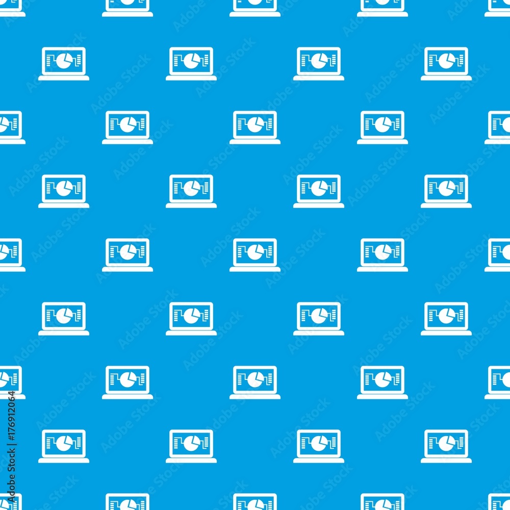 Poster laptop with business graph pattern seamless blue