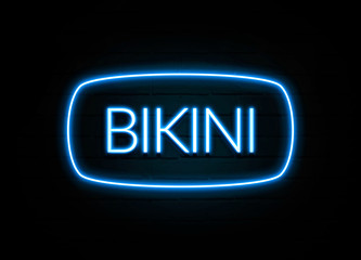 Bikini  - colorful Neon Sign on brickwall