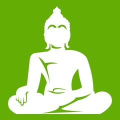 Statue of Buddha sitting in lotus pose icon green
