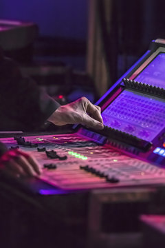 working on a sound mixer